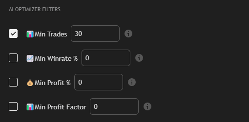 AI Optimizer Filters Settings