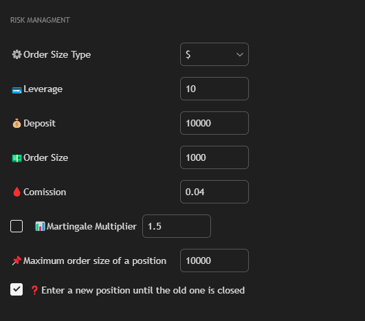 Risk Management Settings